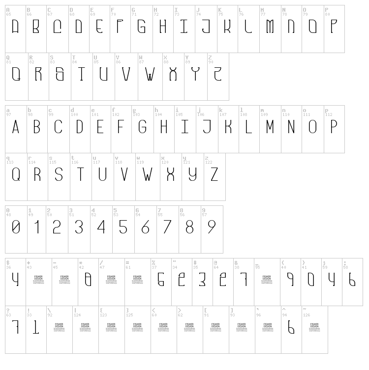 Freak Show font map